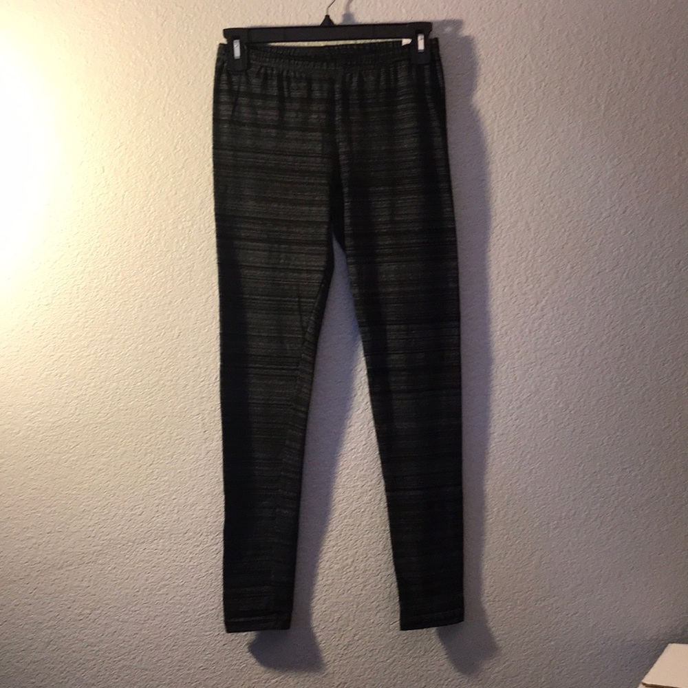 Grey and black striped leggings from Kohl’s